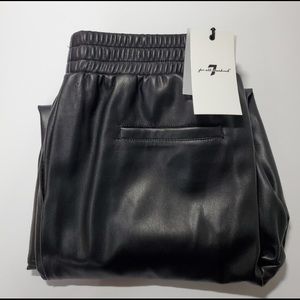 7 For All Mankind Vegan Leather Black Joggers Size Large